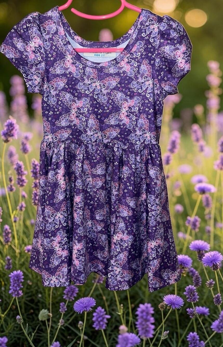 Charlie's Project 2T Girls Twirl Dress Pockets Purple Butterfly Floral NWT